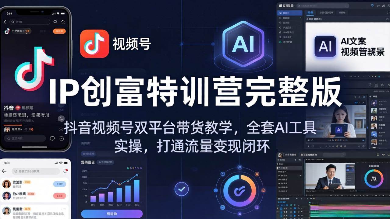 (18114期) IP创富特训营完整版:抖音视频号双平台带货教学,全套AI工具实操,打通流量变现闭环-777网创网