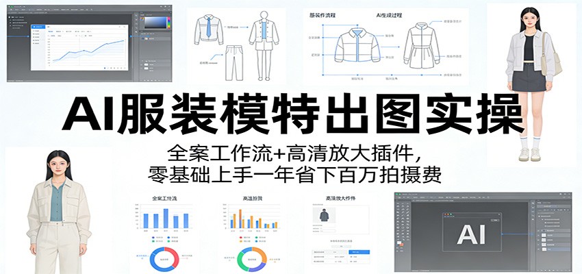 AI服装模特出图实操：全案工作流+ 高清放大插件，零基础上手一年省下百万拍摄费-777网创网
