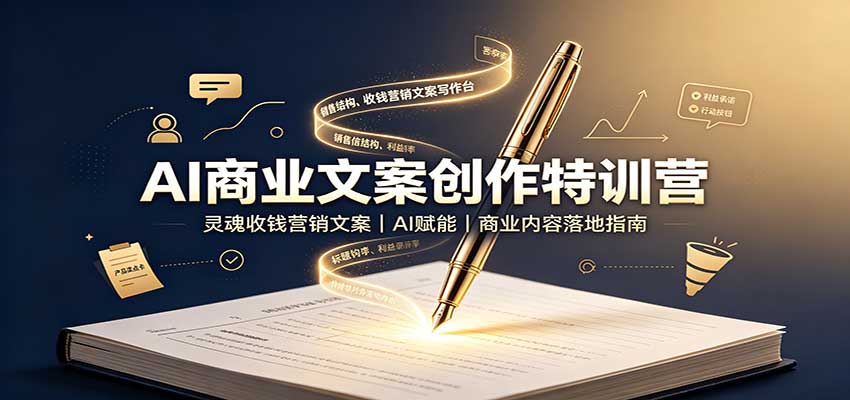 AI商业文案创作特训营：灵魂收钱营销文案，AI赋能，商业内容落地指南-777网创网