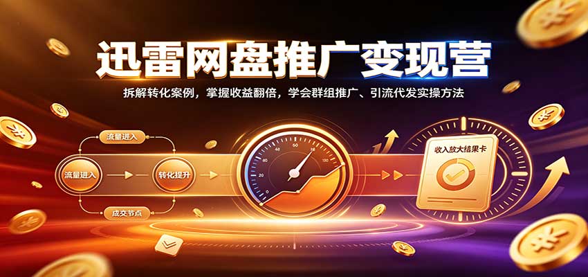 迅雷网盘推广变现营：拆解转化案例，掌握收益翻倍，学会群组推广、引流代发实操方法-777网创网