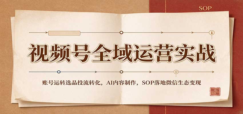 视频号全域运营实战:账号运转选品投流转化,AI内容制作,SOP落地微信生态变现-777网创网
