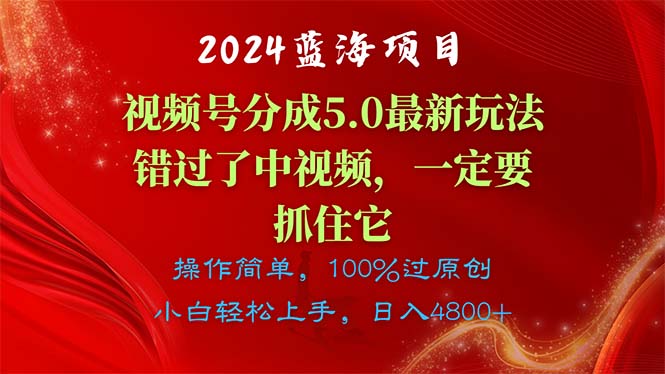 （11032期）2024蓝海项目，视频号分成计划5.0最新玩法，错过了中视频，一定要抓住…-777网创网