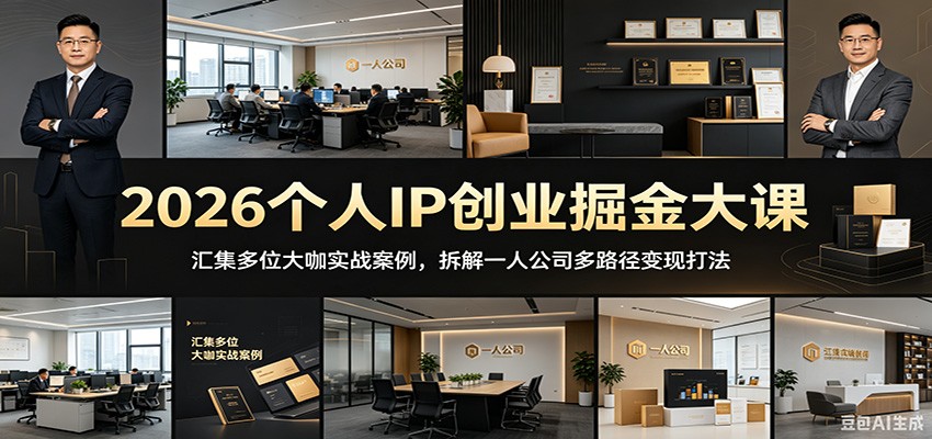 2026个人IP创业掘金大课：汇集多位大咖实战案例，拆解一人公司多路径变现打法-777网创网