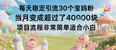 每天稳定引流30个宝妈粉当月变成超过了1W+项目流程非常简单适合小白-777网创网