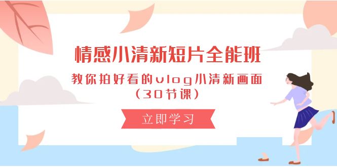 （10567期）情感 小清新短片-全能班，教你拍好看的vlog小清新画面 (30节课)-777网创网