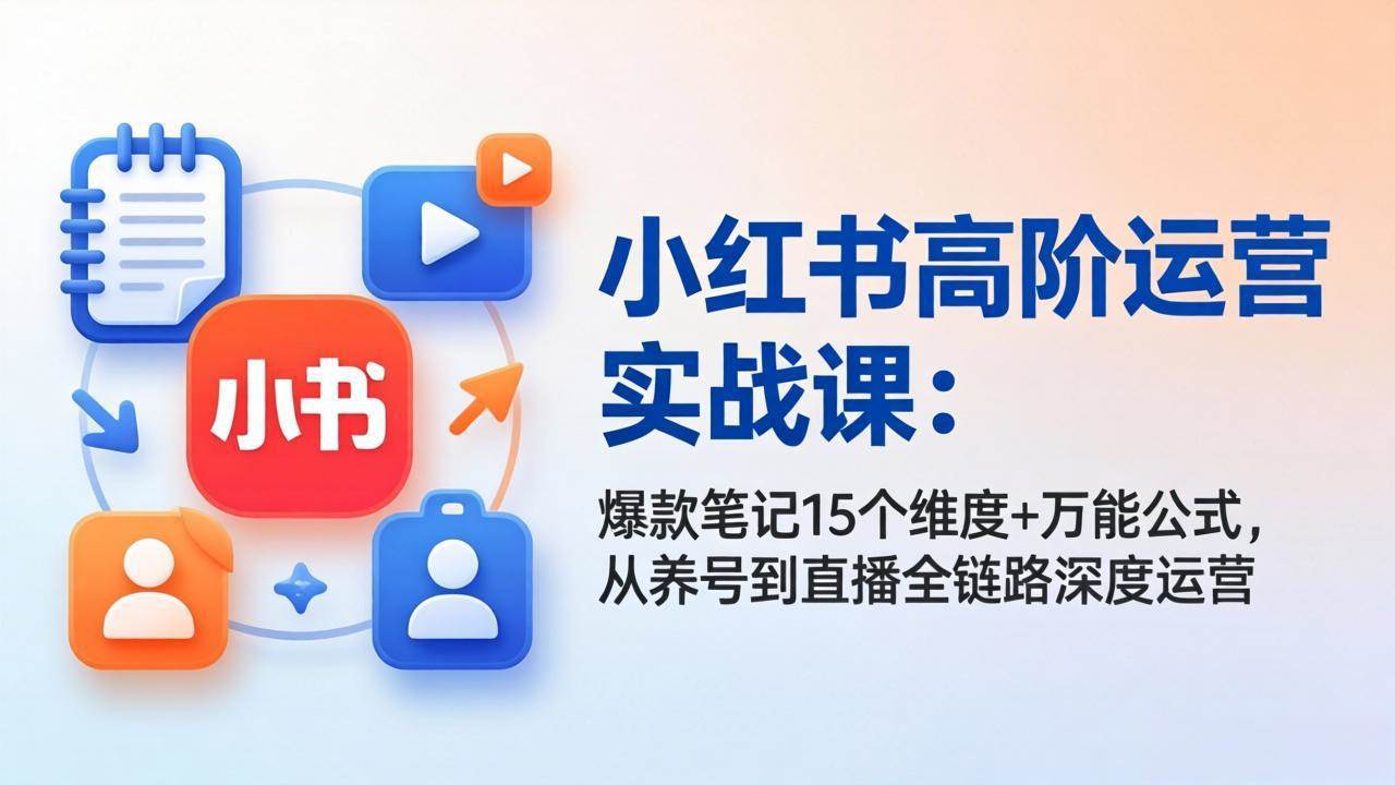 （17844期）小红书高阶运营实战课：爆款笔记15个维度+万能公式，从养号到直播全链路深度运营-777网创网