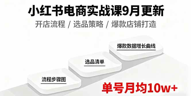 （16120期）小红书电商实战课9月更新，开店流程/选品策略/爆款店铺打造，单号月均10w+-777网创网