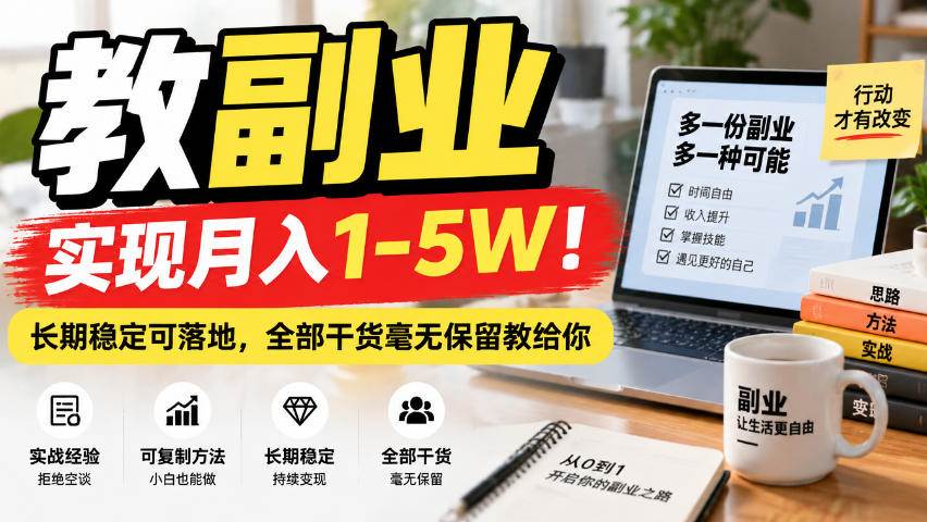 (20806期)“教副业”实现月入1-5W!长期稳定可落地,全部干货毫无保留教给你-777网创网