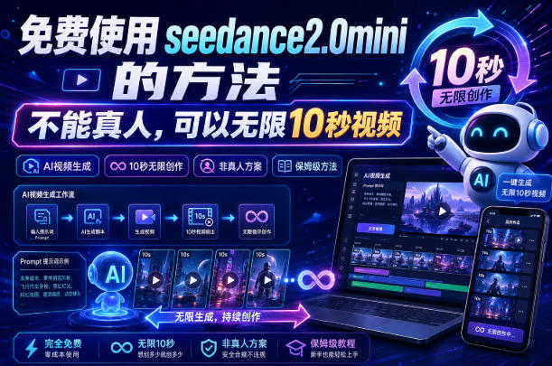 免费使用seedance2.0mini的方法，不能真人，可以无限10秒视频，9图+3音频参考-777网创网