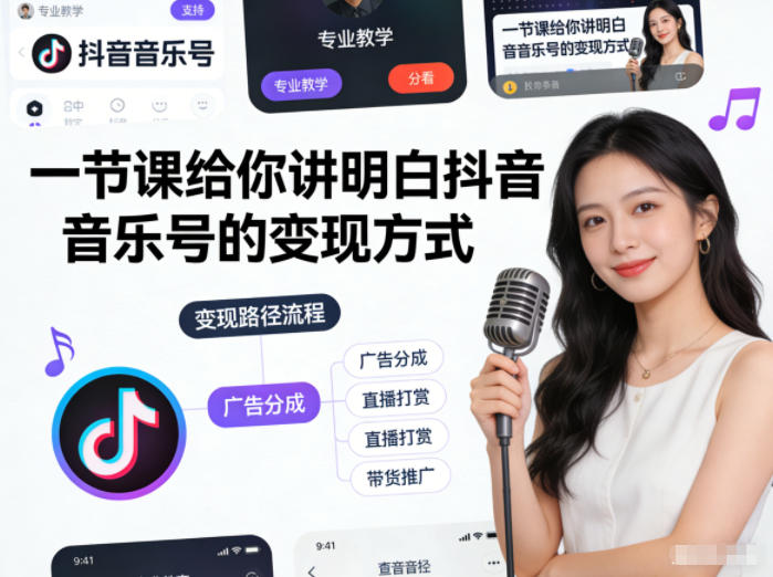 一节课给你讲明白抖音音乐号的变现方式-777网创网