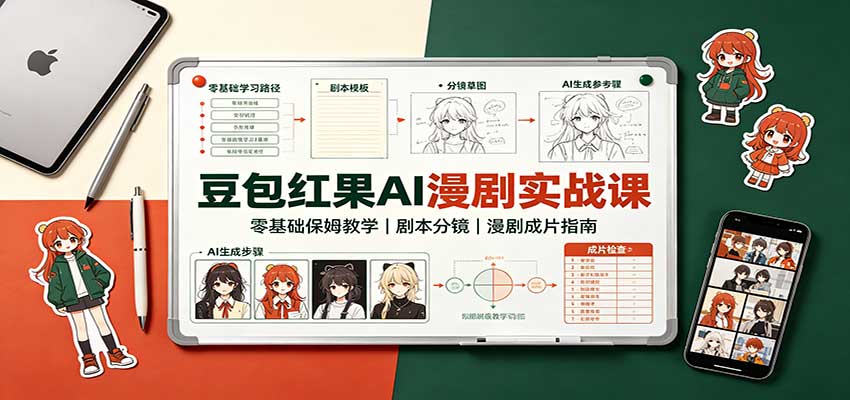 豆包红果AI漫剧实战课：零基础保姆教学，剧本分镜，漫剧成片指南-777网创网