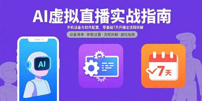 (15835期)AI虚拟直播实战指南,手机设备与软件配置,零基础7天开播全流程拆解-777网创网