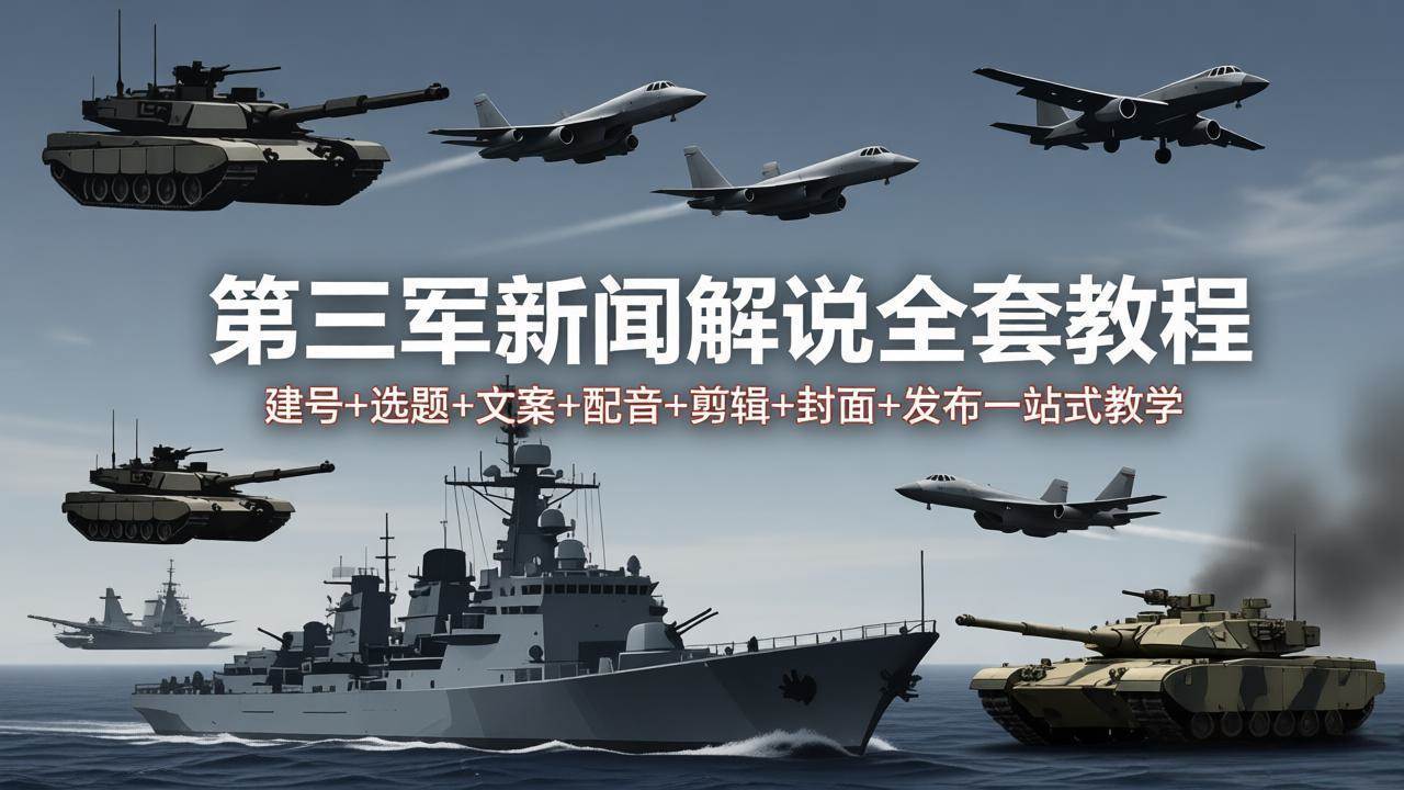(18081期)第三军迷新闻解说全套教程:建号+选题+文案+配音+剪辑+封面+发布一站式教学-777网创网