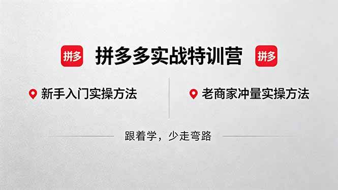 （18309期）拼多多实战特训营(更新5月3)：不管是新手入门或老商家冲量，都有实操方法，跟着学，少走弯路-777网创网