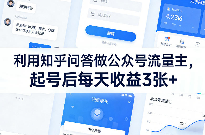 利用知乎问答做公众号流量主，起号后每天收益3张+-777网创网