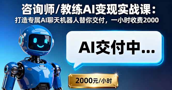 （16233期）咨询师/教练AI变现实战课：打造专属AI聊天机器人替你交付，一小时收费2000-777网创网