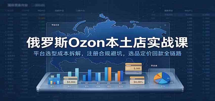 俄罗斯Ozon本土店实战课:平台选型成本拆解,注册合规避坑,选品定价回款全链路-777网创网