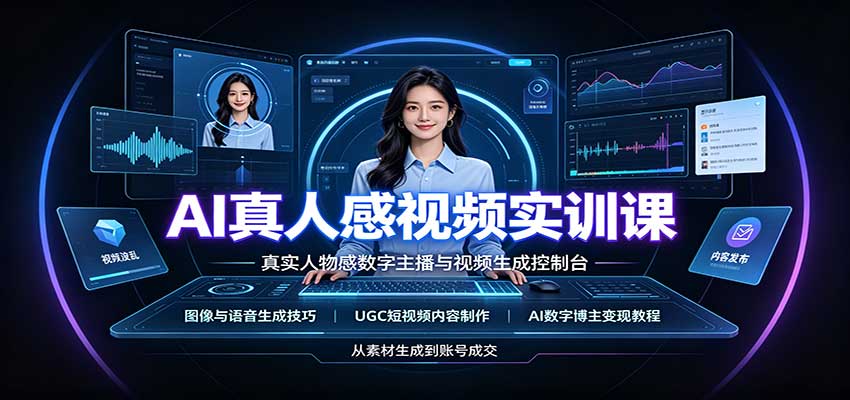 AI真人感视频实训课：图像语音生成，UGC内容制作，AI数字博主变现教程-777网创网