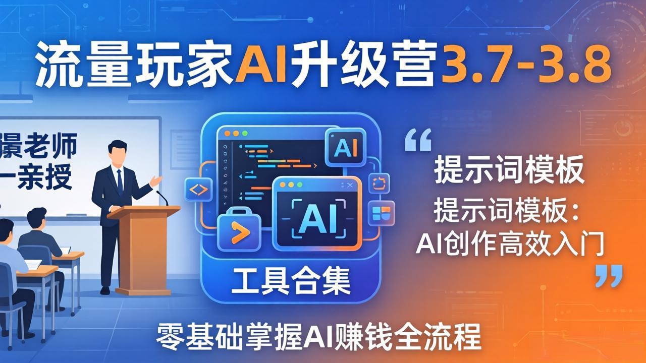 流量玩家AI升级营3.7-3.8全套资料:多老师亲授+工具合集+提示词模板,零基础掌握AI赚钱全流程-777网创网