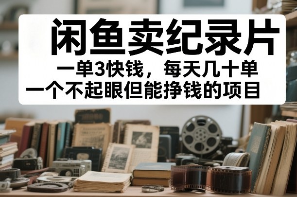 闲鱼卖纪录片,一单3快钱,每天几十单,一个不起眼但能挣钱的项目【揭秘】