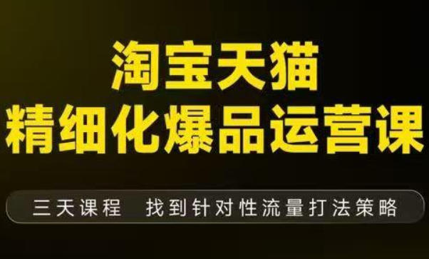 淘宝天猫精细化爆品运营(9月12-14杭州线下课),全方位拆解爆品打造逻辑【音频+字幕+文档】-777网创网