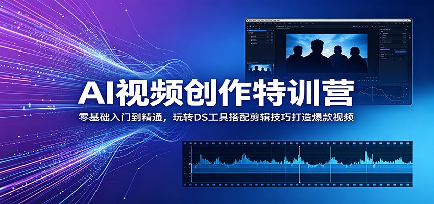 AI视频创作特训营：零基础入门到精通，玩转DS工具搭配剪辑技巧打造爆款视频-777网创网