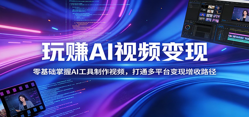 玩赚AI视频变现，零基础掌握AI具制作视频，打通多平台变现增收路径-777网创网