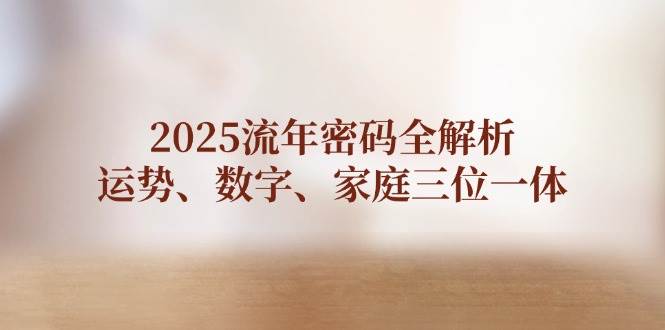 （14466期）2025流年密码全解析，运势、数字、家庭三位一体-777网创网