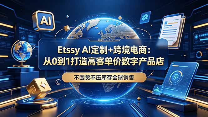 Etsy AI定制+跨境电商:从0到1打造高客单价数字产品店,不囤货不压库存全球销售-777网创网