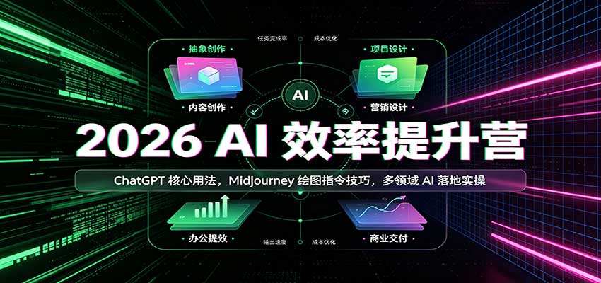 2026 AI效率提升营:ChatGPT核心用法,Midjourney绘图指令技巧,多领域AI落地实操-777网创网