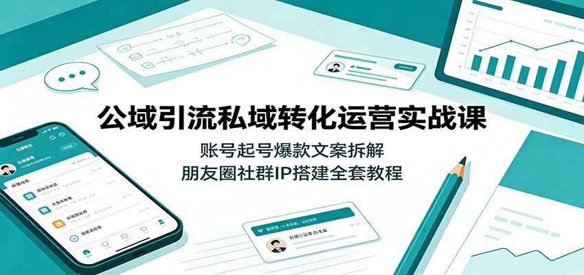 公域引流私域转化运营实战课:账号起号爆款文案拆解,朋友圈社群IP搭建全套教程-777网创网