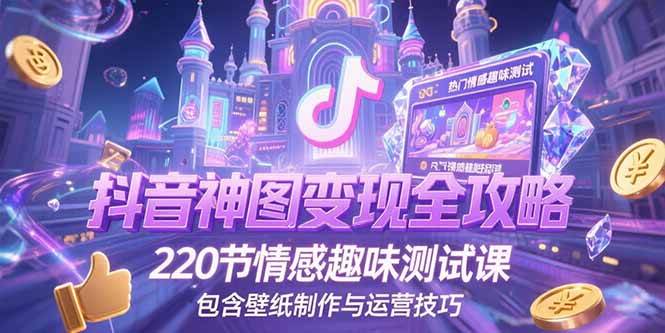 （15264期）抖音神图变现全攻略，220节情感趣味测试课，包含壁纸制作与运营技巧-777网创网