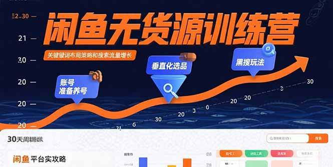 （15698期）闲鱼无货源训练营：账号准备养号/垂直化选品/黑搜玩法，0基础30天盈利指南-777网创网