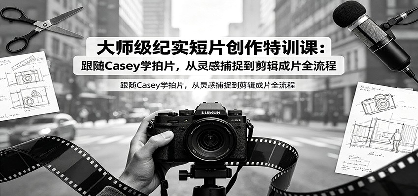 大师级纪实短片创作特训课：跟随Casey学拍片，从灵感捕捉到剪辑成片全流程-777网创网