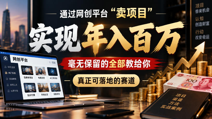 通过网创平台“卖项目”实现年入100w,毫无保留的全部教给你,真正可落地的赛道【揭秘】-777网创网