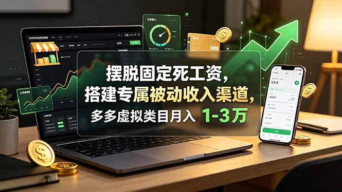 摆脱固定死工资,搭建专属被动收入渠道,多多虚拟类目月入 1-3 万-777网创网