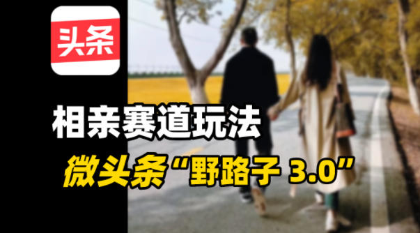 微头条“野路子3.0”相亲赛道玩法,搬砖式操作单号稳定3张