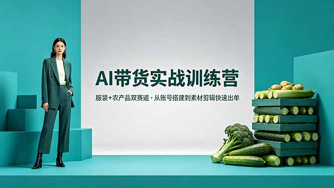 AI带货实战训练营,服装+农产品双赛道,从账号搭建到素材剪辑快速出单-777网创网