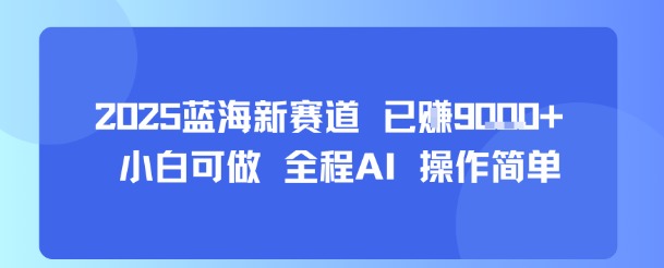 2025蓝海新赛道 已挣9k+ 小白可做 全程AI 操作简单-777网创网