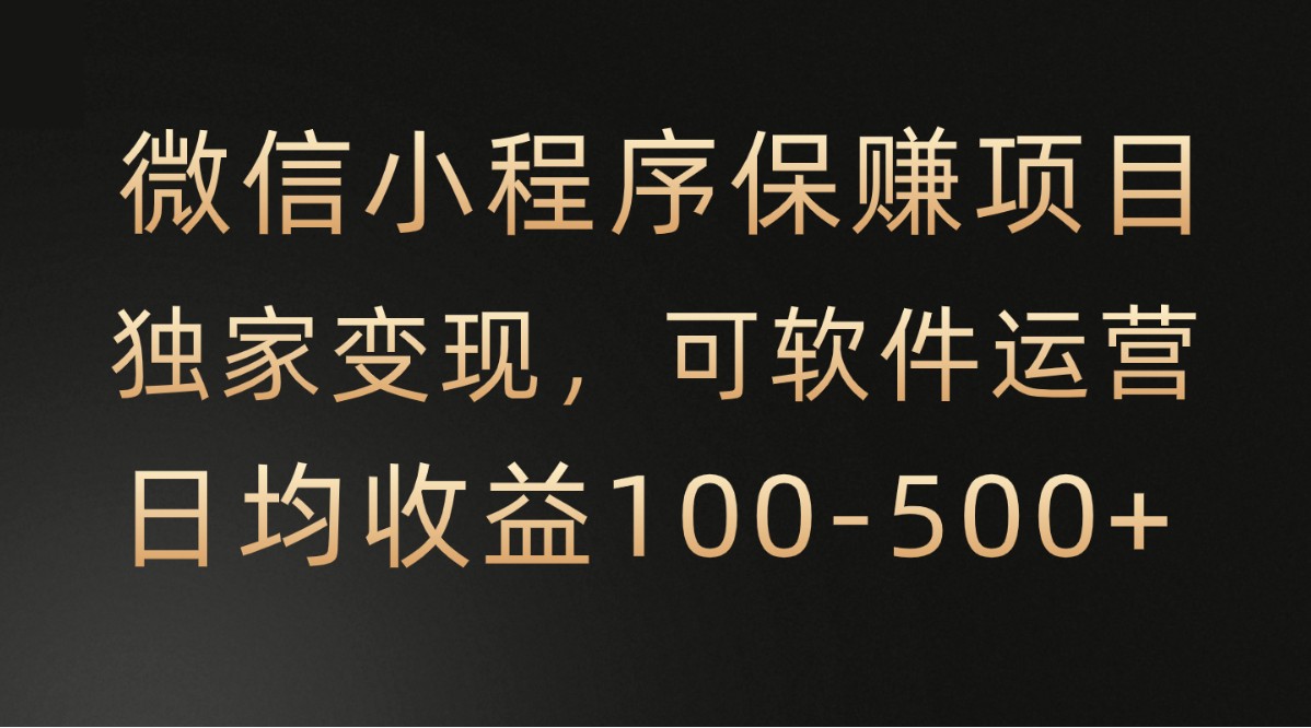 微信小程序，腾讯保赚项目，可软件自动运营，日均100-500+收益有保障-777网创网