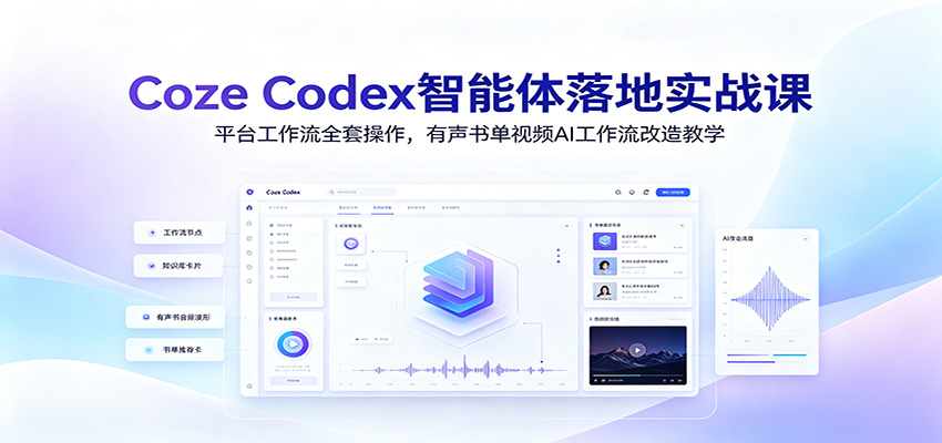 Coze Codex智能体落地实战课：平台工作流全套操作，有声书单视频AI工作流改造教学-777网创网