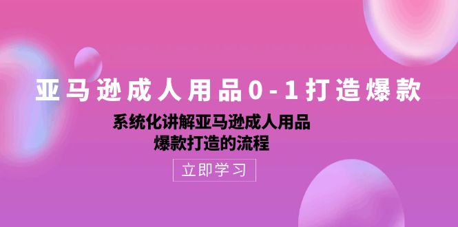 （10493期）亚马逊成人用品0-1打造爆款：系统化讲解亚马逊成人用品爆款打造的流程-777网创网