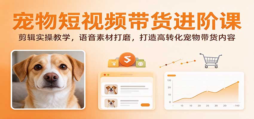 宠物短视频带货进阶课:剪辑实操教学,语音素材打磨,打造高转化宠物带货内容-777网创网