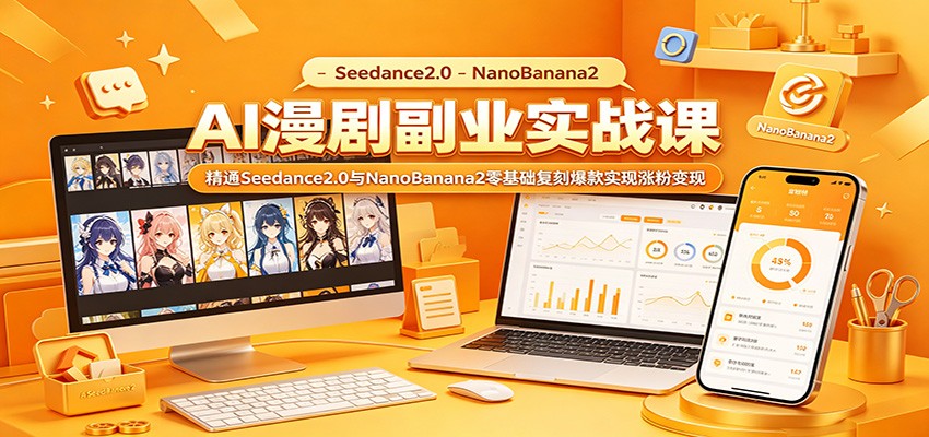 AI漫剧副业实战：Seedance2.0与NanoBanana2零基础复刻爆款实现涨粉变现-777网创网