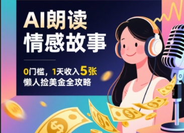 Ai朗读情感故事，0门槛，1天收入5张，每天10分钟，懒人捡美金全攻略-777网创网