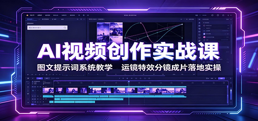AI视频创作实战课:图文提示词系统教学,运镜特效分镜成片落地实操-777网创网