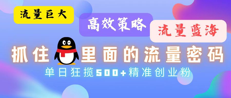 （13068期）流量蓝海，抓住QQ里面的流量密码！高效策略，单日狂揽500+精准创业粉-777网创网