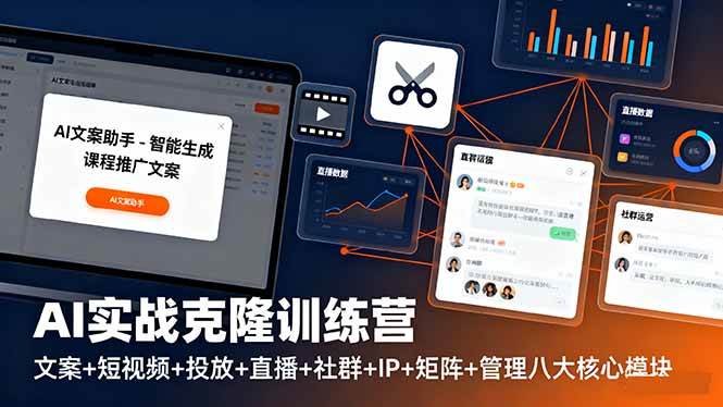 （16328期）AI实战克隆训练营：文案+短视频+投放+直播+社群+IP+矩阵+管理八大核心模块-777网创网