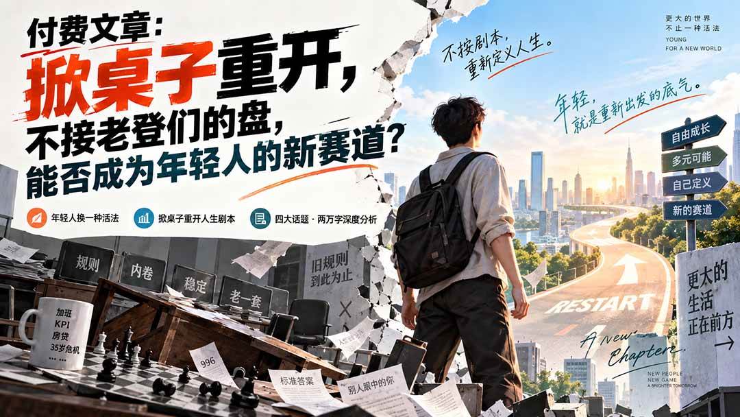 (20557期)付费文章:掀桌子重开,不接老登们的盘,能否成为年轻人的新赛道?-777网创网