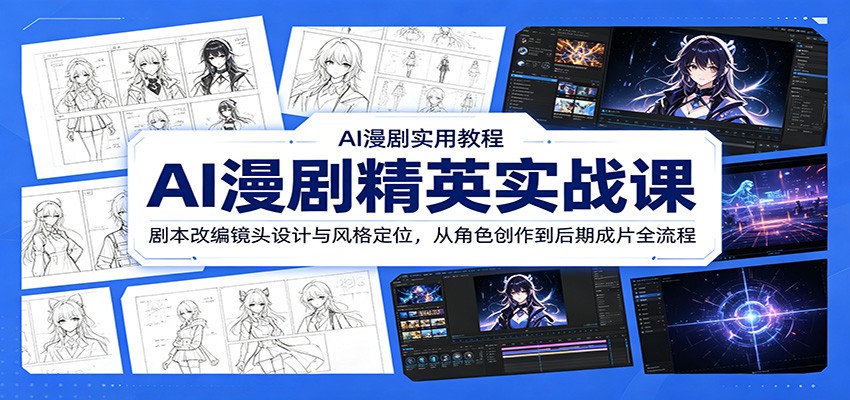 AI漫剧精英实战课：剧本改编镜头设计与风格定位，从角色创作到后期成片全流程-777网创网